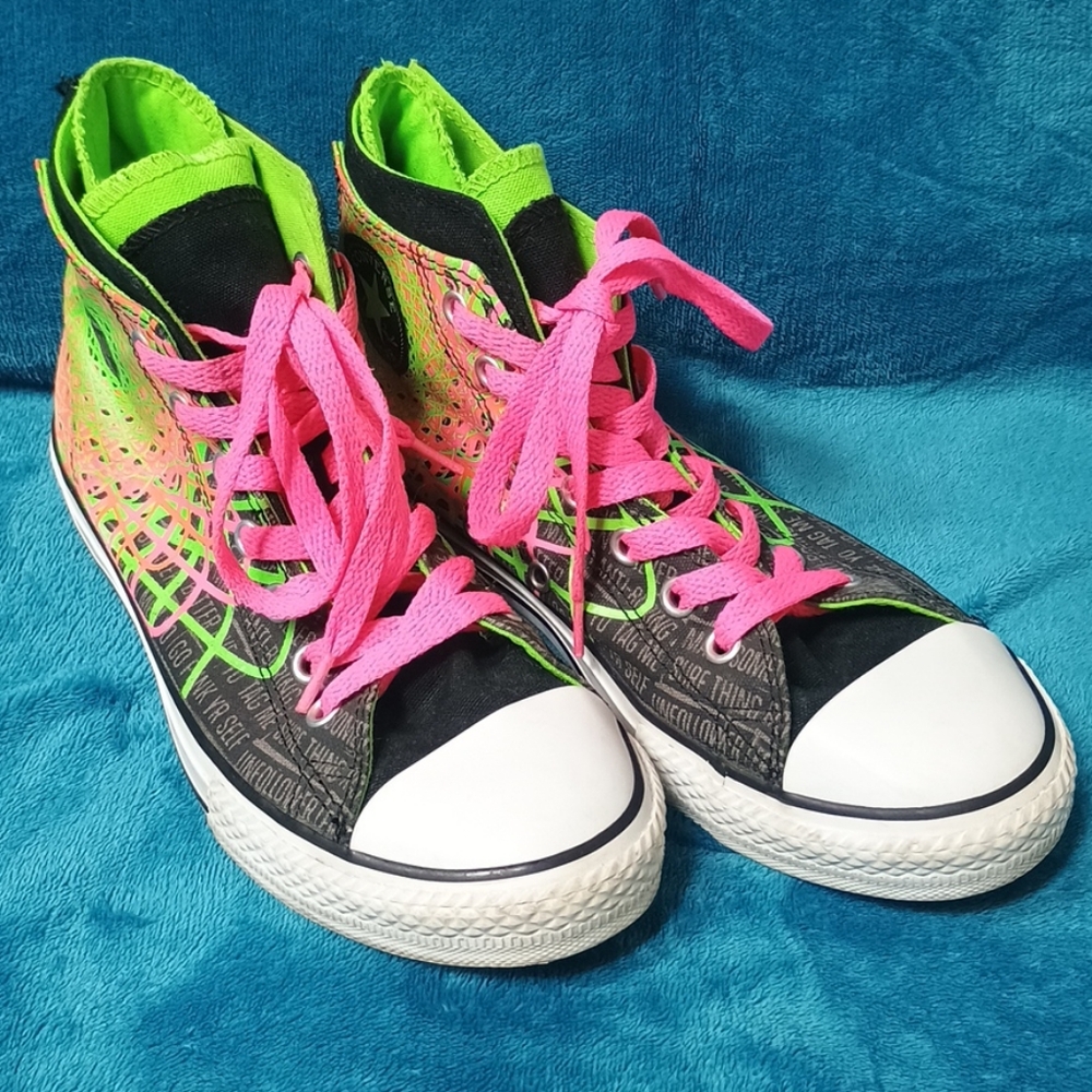 Converse All Star Mandala Neon Zipback Youth Hitop Sneakers Size 4